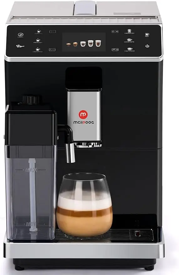 

Mcilpoog Super Automatic Espresso Coffee Machine,Fully Automatic Espresso Machine With Grinder, Easy To Use Touch Screen Coffee