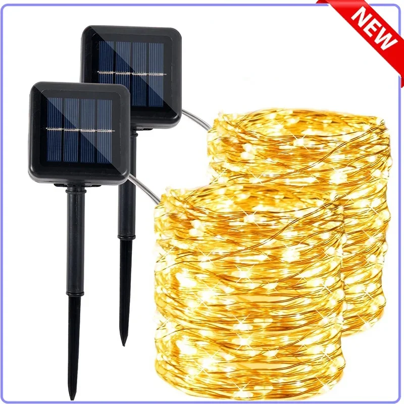 7M 12M 22M LED Solar Fairy String Lights Outdoor Christmas Waterproof Decor Party Garland Solar Garden Lights