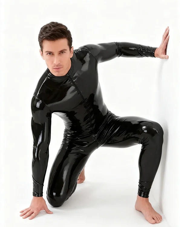 

Black Latex Catsuit Suit Jumpsuit Women Shiny Zip Clubwear Party Outfit Masquerade