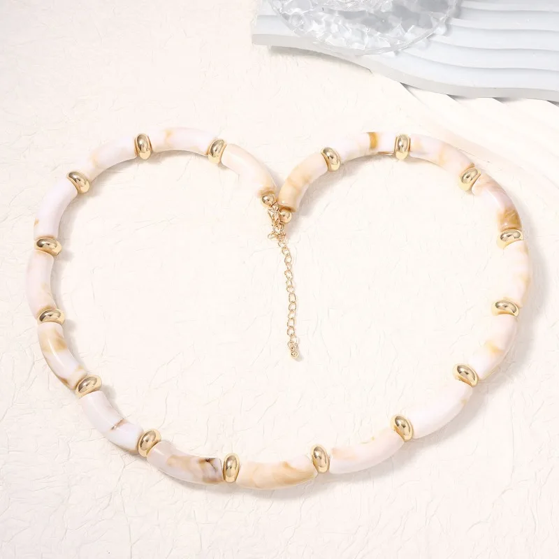 Nuovo Design Personalizzato Estivo, Collana a Doppio Strato in Bambù con Effetto Inchiostro e Acqua, Alla Moda e Versatile