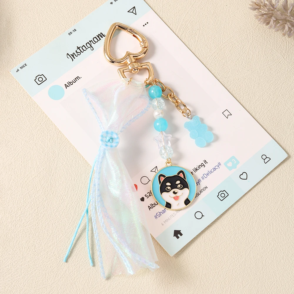 Aihua Fashion Haustier-Hund-Bären-Schlüsselanhänger, hübscher Satin-Hund-Taschenanhänger, Schlüsselanhänger, Handtaschen-, Rucksack-, Hosenanhänger, Dekoration, Geschenke – Detail 5