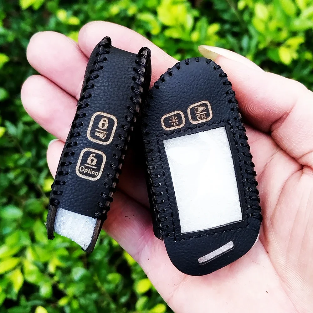 Two Way LCD Remote Wear Resistant Leather Key Chain Case Cover for ST-5A Russian Version LCD 2 Way 4 Buttons Car Alarm System