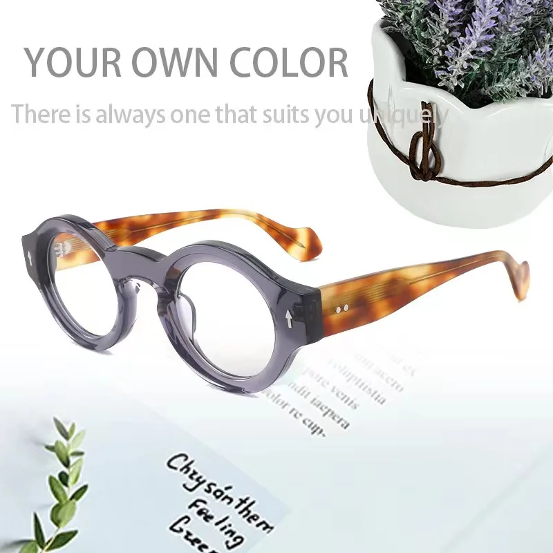 

Handmade Fashion Round Acetate Glasses Frame Women Men Delicated Design Prescription Optical Myopia Glasses Retro Eyewear