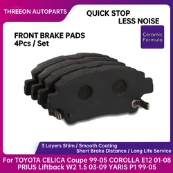 THREEON Front Brake Pad for TOYOTA CELICA Coupe 99-05 COROLLA E12 01-08 PRIUS Liftback W2 1.5 03-09 YARIS P1 99-05 AY040TY056