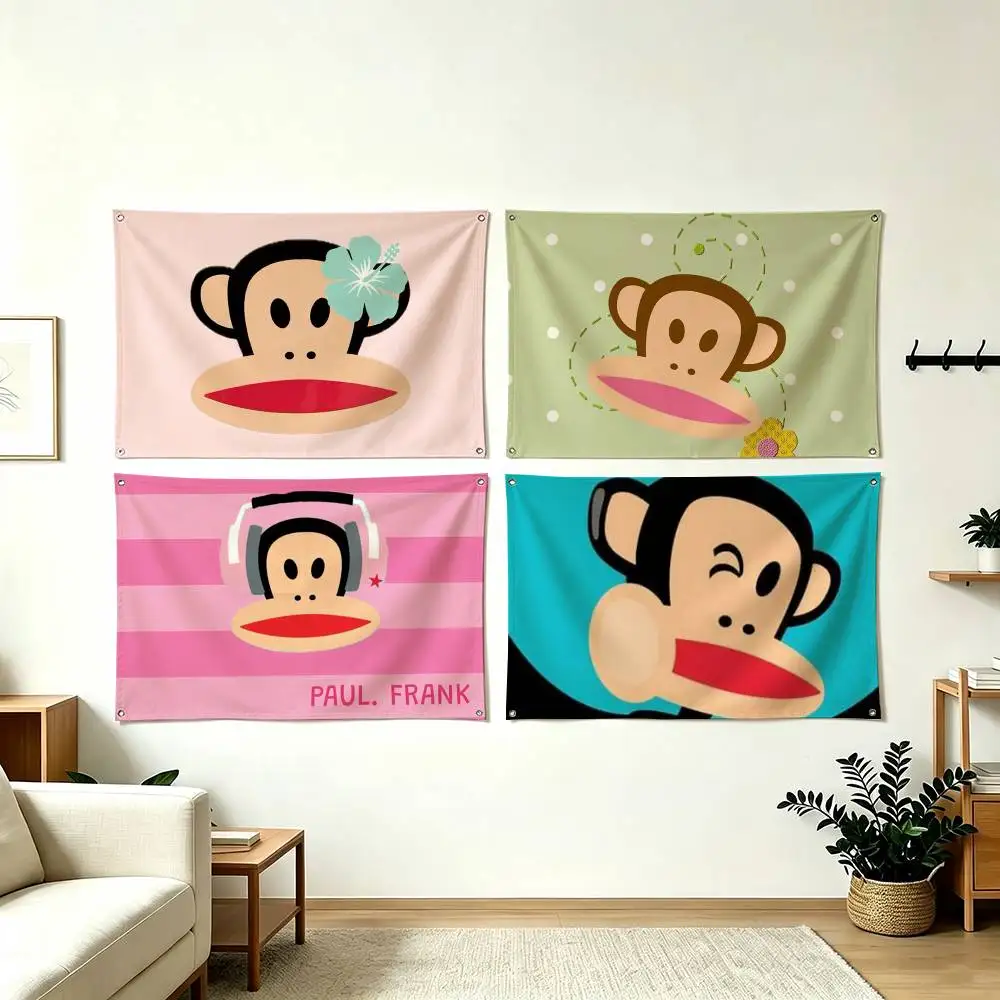 M-Monkey Paul Frank Cartoon Flags for Bedrooms Home Decor Items Outdoor Decors Garage Decoration Flaga