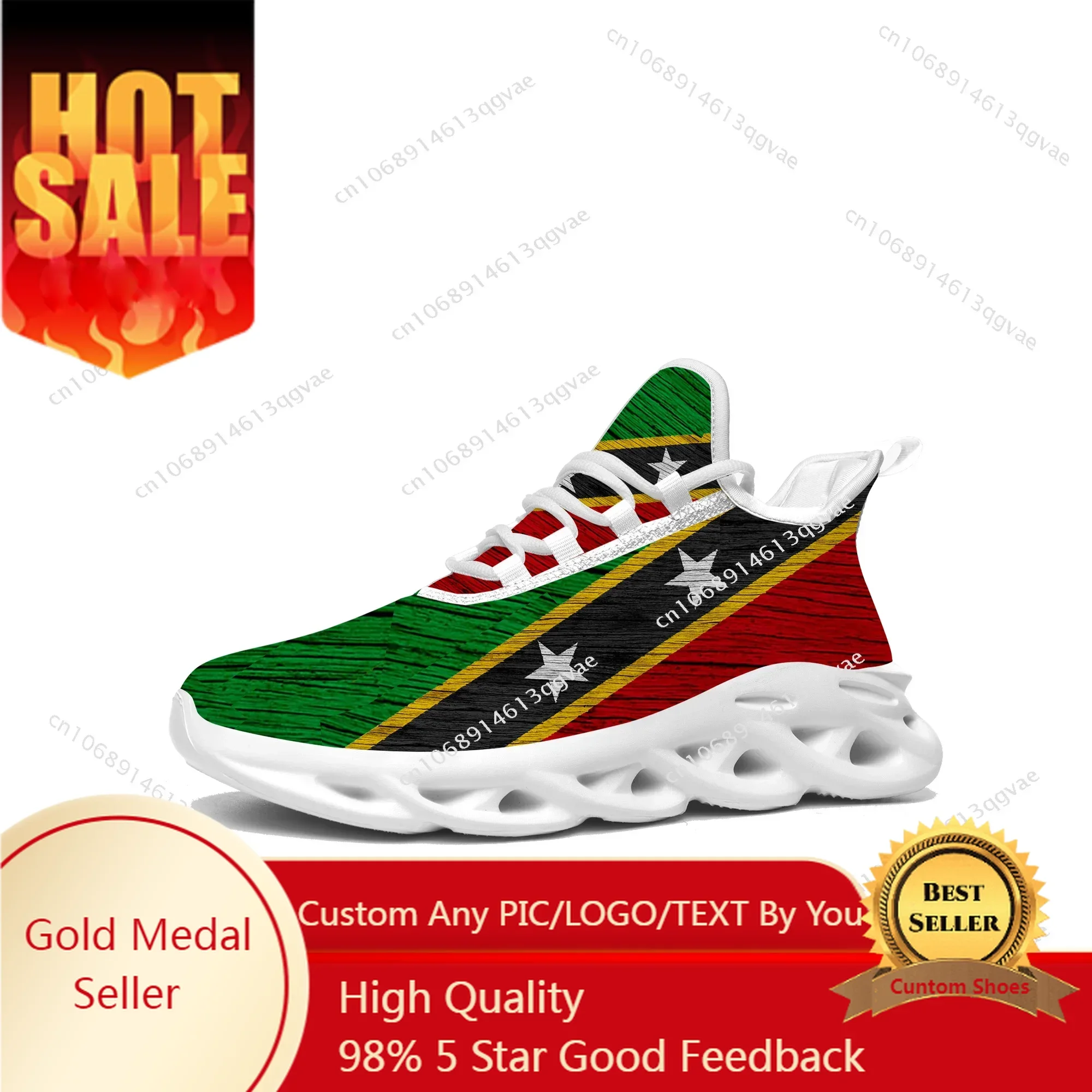 St Kitts and Nevis Flag Flats Sneakers Mens Womens Sports Running High Quality Sneaker Lace Up Mesh Footwear Tailor-made Shoe