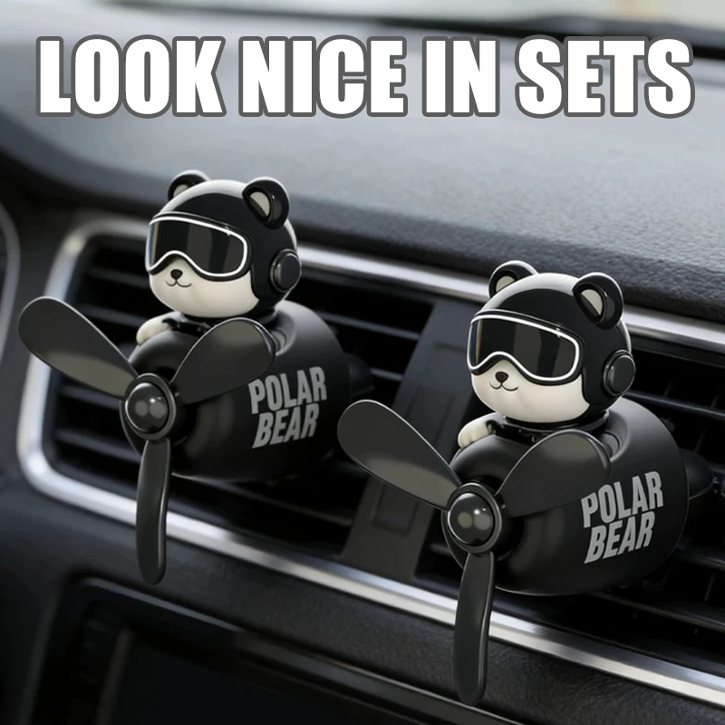 Unscented No perfume DIY fragrance diffuser car ornaments vent air freshener bear pilot rotate plane decorations accessories men - view 5