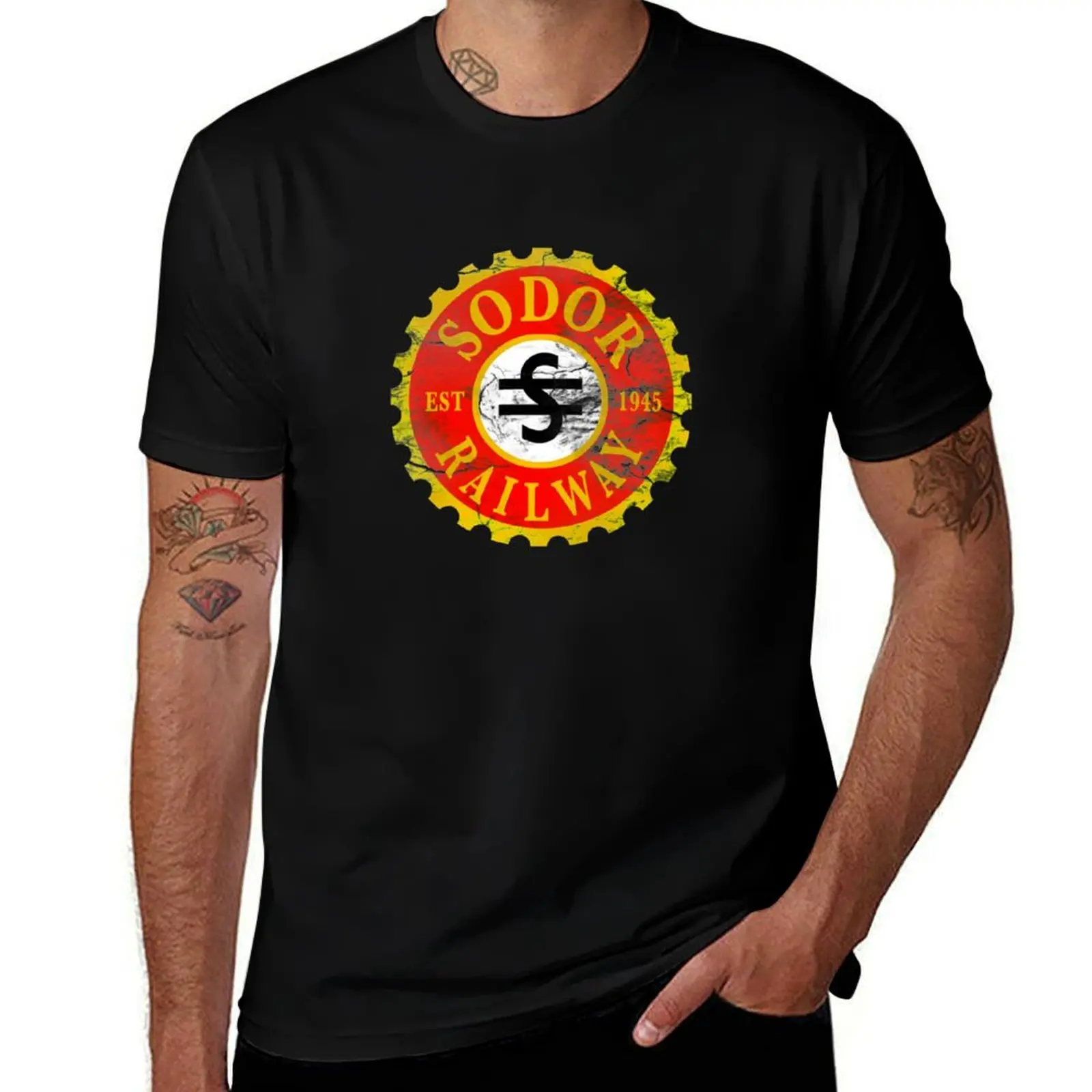 

Sodor Railway Logo - Distressed Classic T-Shirt man graphic t shirt funny t shirts dark humor anime t shirts oversize T-shirt