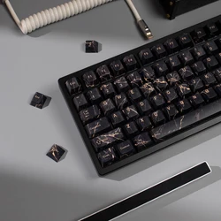 Black Gold Marble Keycaps Dye-Sublimate Cherry profile PBT Keycaps For MX Switches Mechanical Keyboard 6.25u 7u split space bar