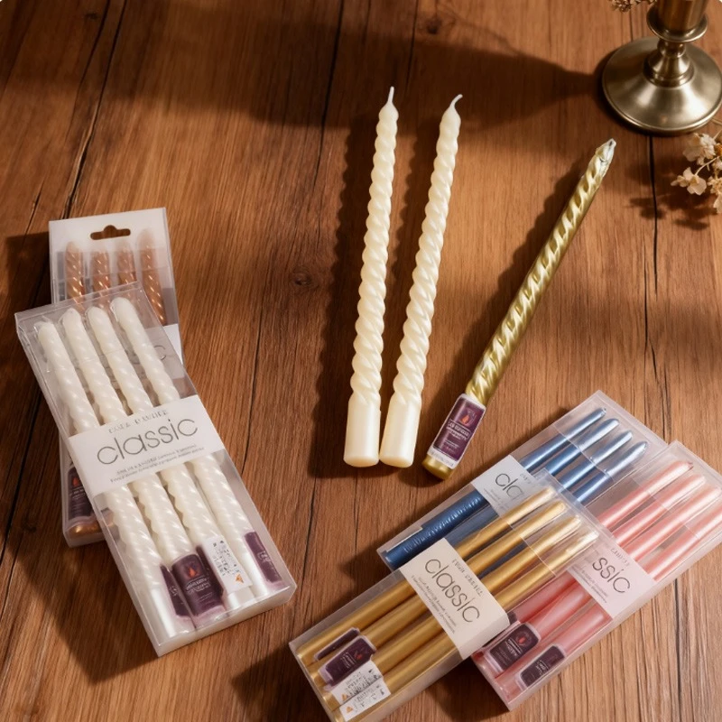4pcs 10 Inch Tapered Stem/threaded Candles Long Burning Time Smokeless for Home Decoration Birthday Party Candlelight Dinner