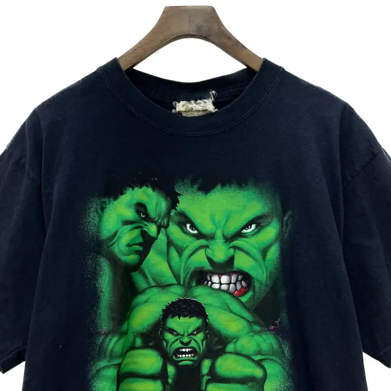 Camiseta Vintage The Incredible Green Superhero Movie, talla M, azul, 2003