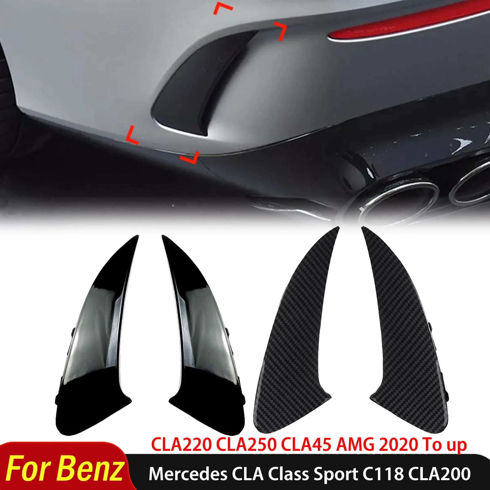 

Для Mercedes Benz CLA Class Sport C118 CLA200 CLA220 CLA250 CLA45 AMG 2020+ автомобильный задний бампер, спойлер, боковое крыло, аксессуары Canard