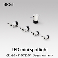 BRGT Led Mini Spot Light Recessed Round Spotlight Small 3W 5W 7W 10W Downlight Aluminum Ceiling Lamp For Cabinet Jewellery Home