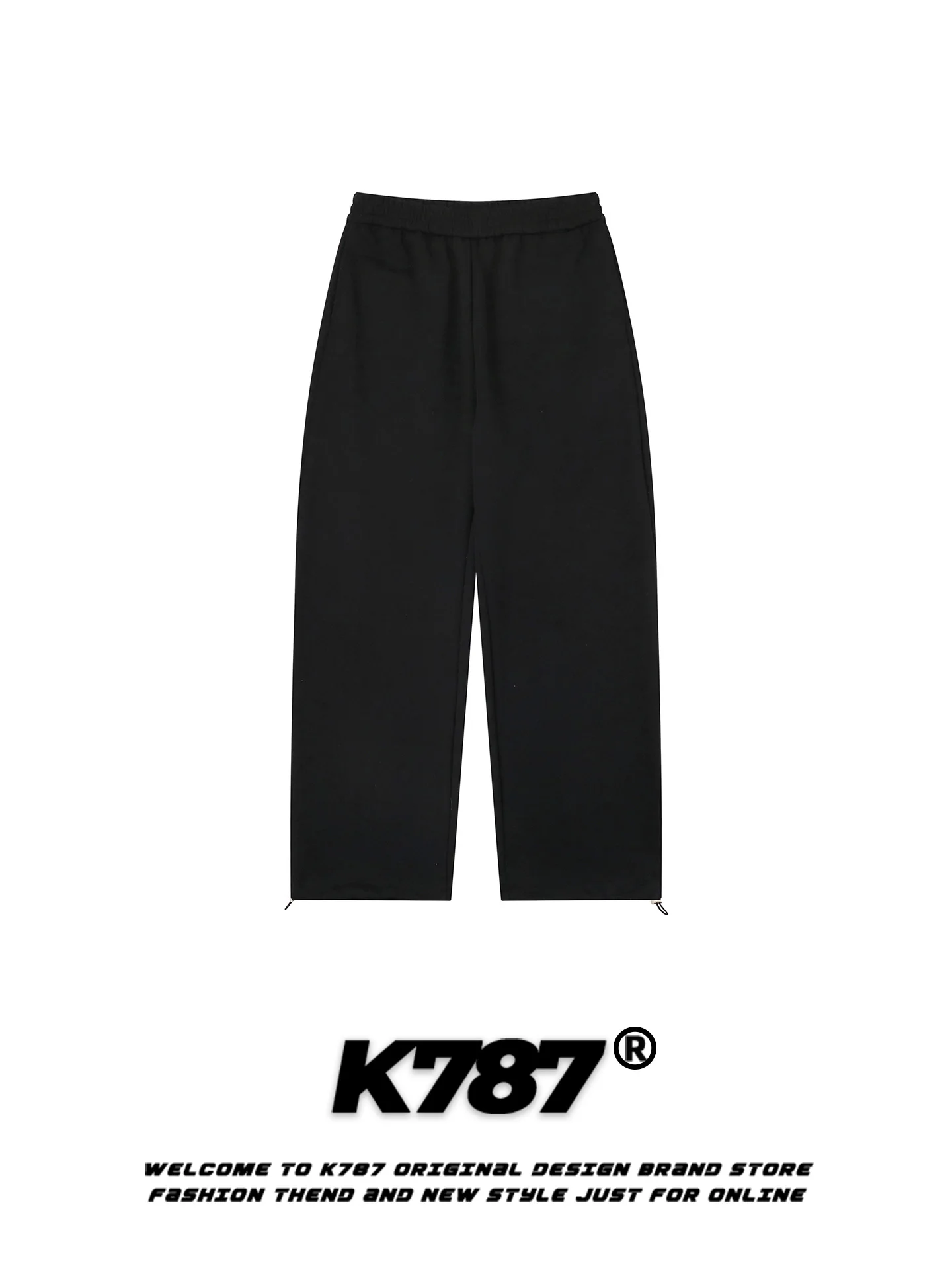 

K787 American Retro Wings Embroidery Loose Casual Sweatpants High Waist Floor-Length Straight Leg Pants ex