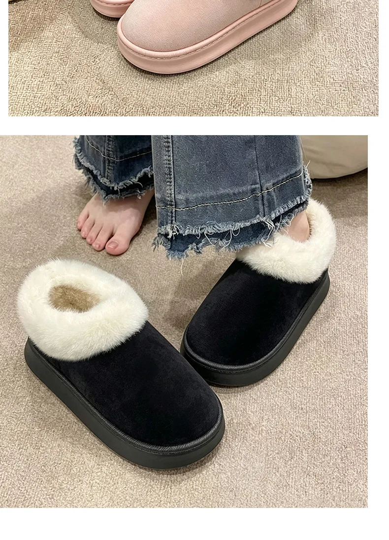 2026 Hochwertige Damen-Schneestiefel, Flauschige Plüsch-Kunstfell-Hausschuhe, Weiche Winter-Innenschuhe, Komfortable Herrenschuhe für Zuhause – Detail 9