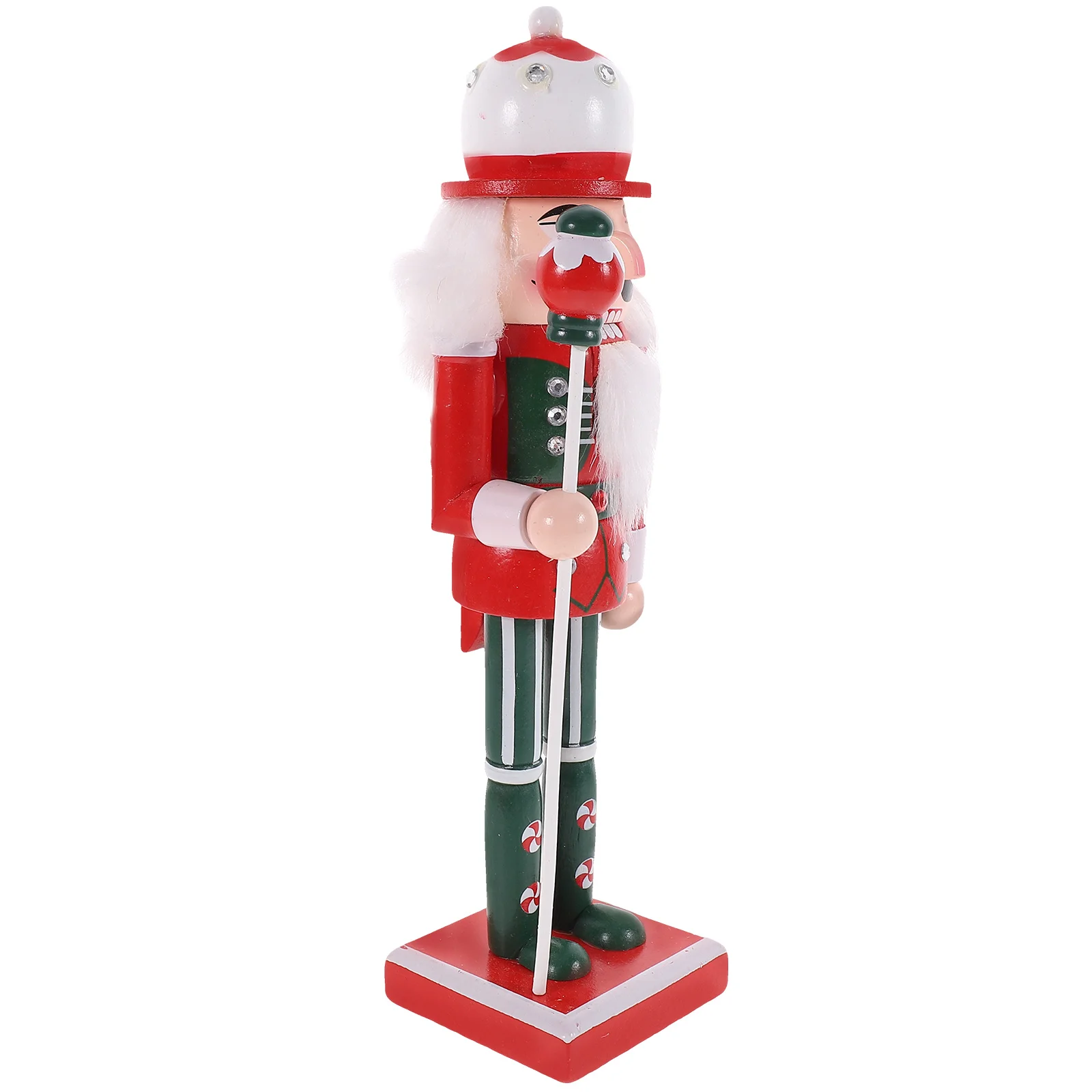 Wooden Nutcracker 25CM Christmas Nutcracker Figure Red Hat Cane Christmas Ornament Home Decor Xmas Gifts