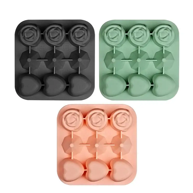 9grid rose love diamond silicone ice tray Rose Rhinestones Design Silicone Mold Tray For Sugar Jelly Chocolate Juice iced coffee