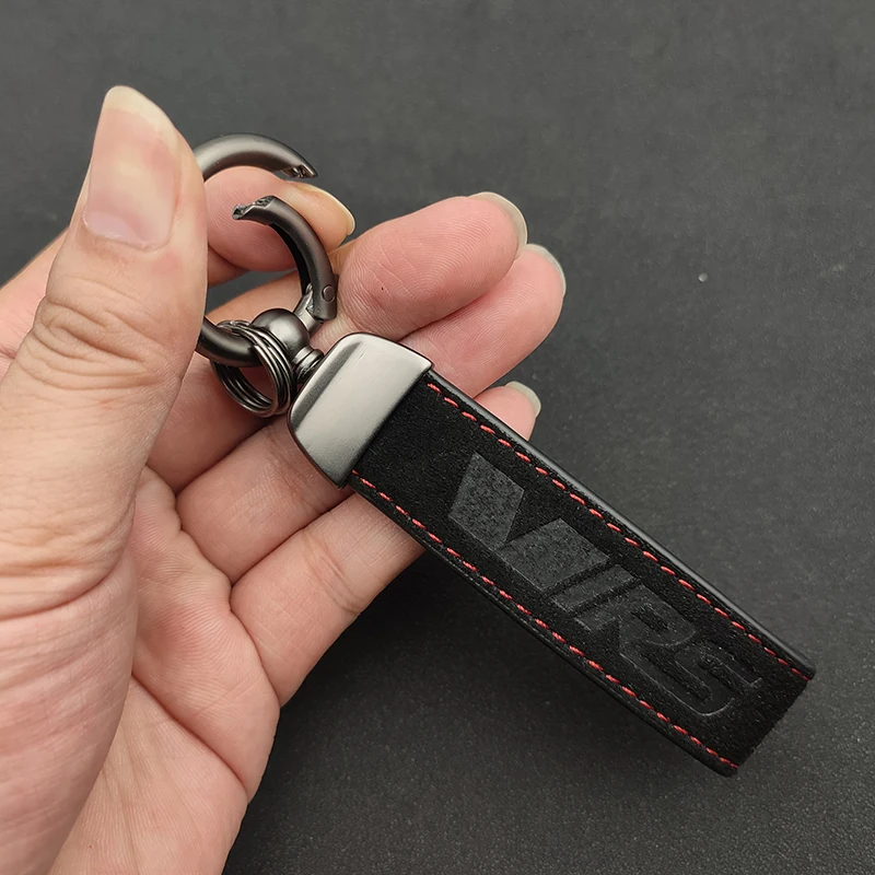 2023 Man Women Suede Leather RS VRS Car Keychain For RS A5 A7 MK1 MK2 MK3 VRS Keychain Accessories