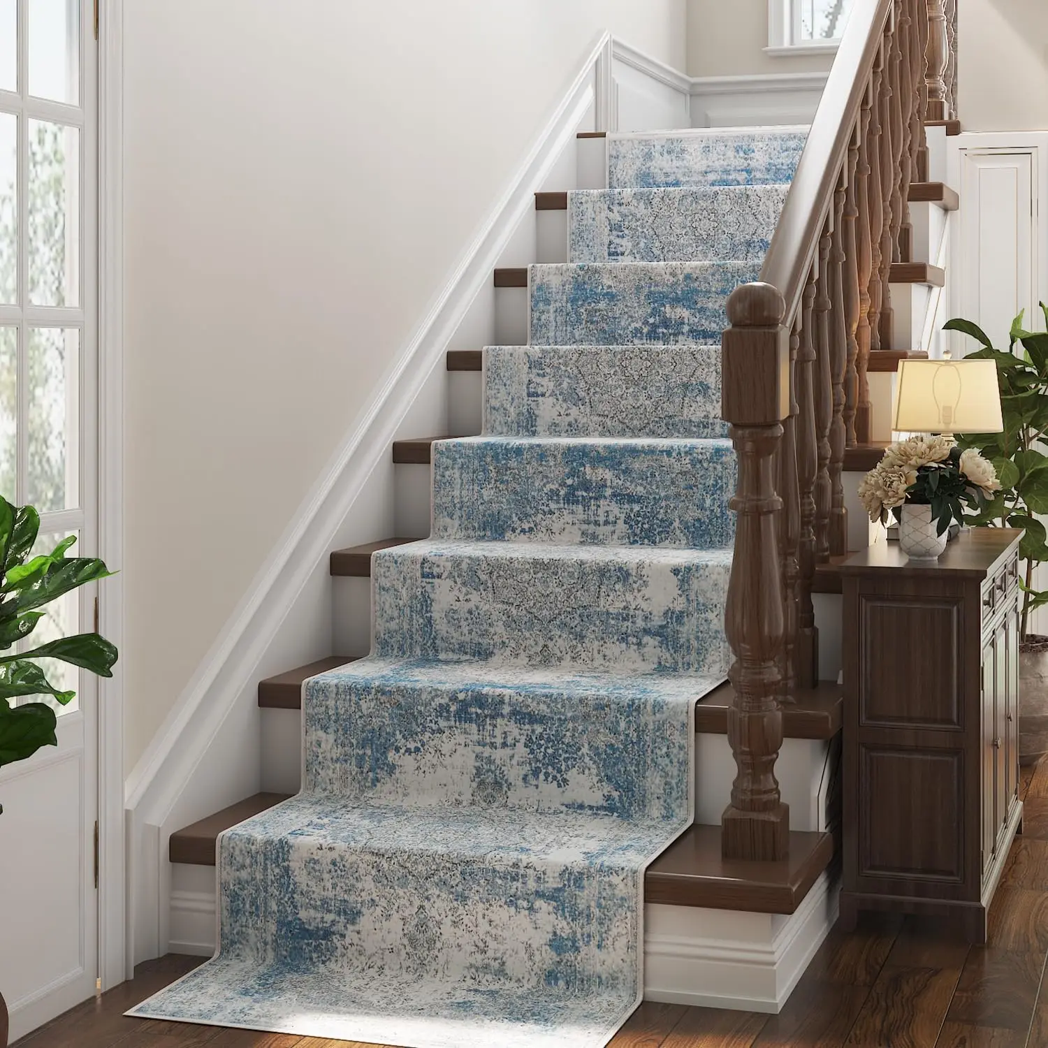 

Runner Rug 2X8 Washable Hallway Rug Vintage Distressed Runner Indoor Thin Traditional Floral Print Mat Lightweight Non Slip