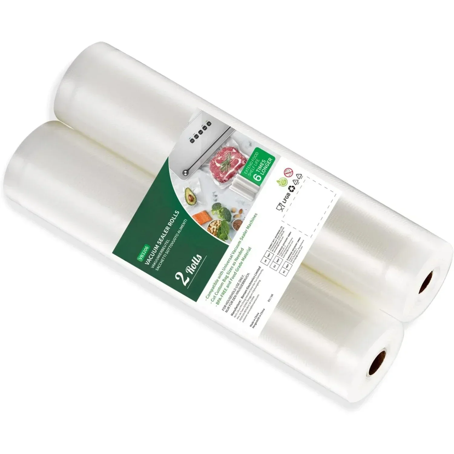 2 rouleaux de sacs de mise sous vide pour aliments, conservation longue durée, 20/28 x 500 cm, sacs gaufrés pour la conservation des aliments et la cuisson sous vide