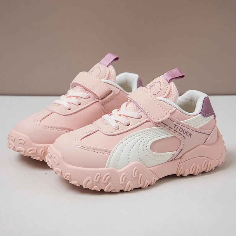 Sport Shoes For Children PU Leather Waterproof Teenager Kid's Sneakers Soft-soled Boy's Girl's Running Shoes Casual Shoes