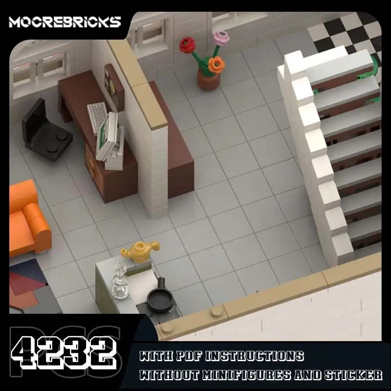 Arquitetura Modular Building Blocks para Crianças, MOC Assembly Bricks, Modelo de Tecnologia DIY, Conjuntos De Brinquedos, Presentes De Férias, Apartamento De Ginástica