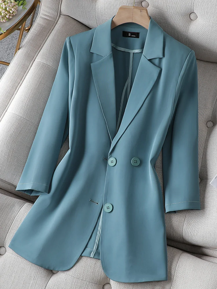 

Fashion Solid Color Single Breasted Blazer Jacket For Women Office Lady Three Quarter Suits Coats Female 2023 Autumn New Y800