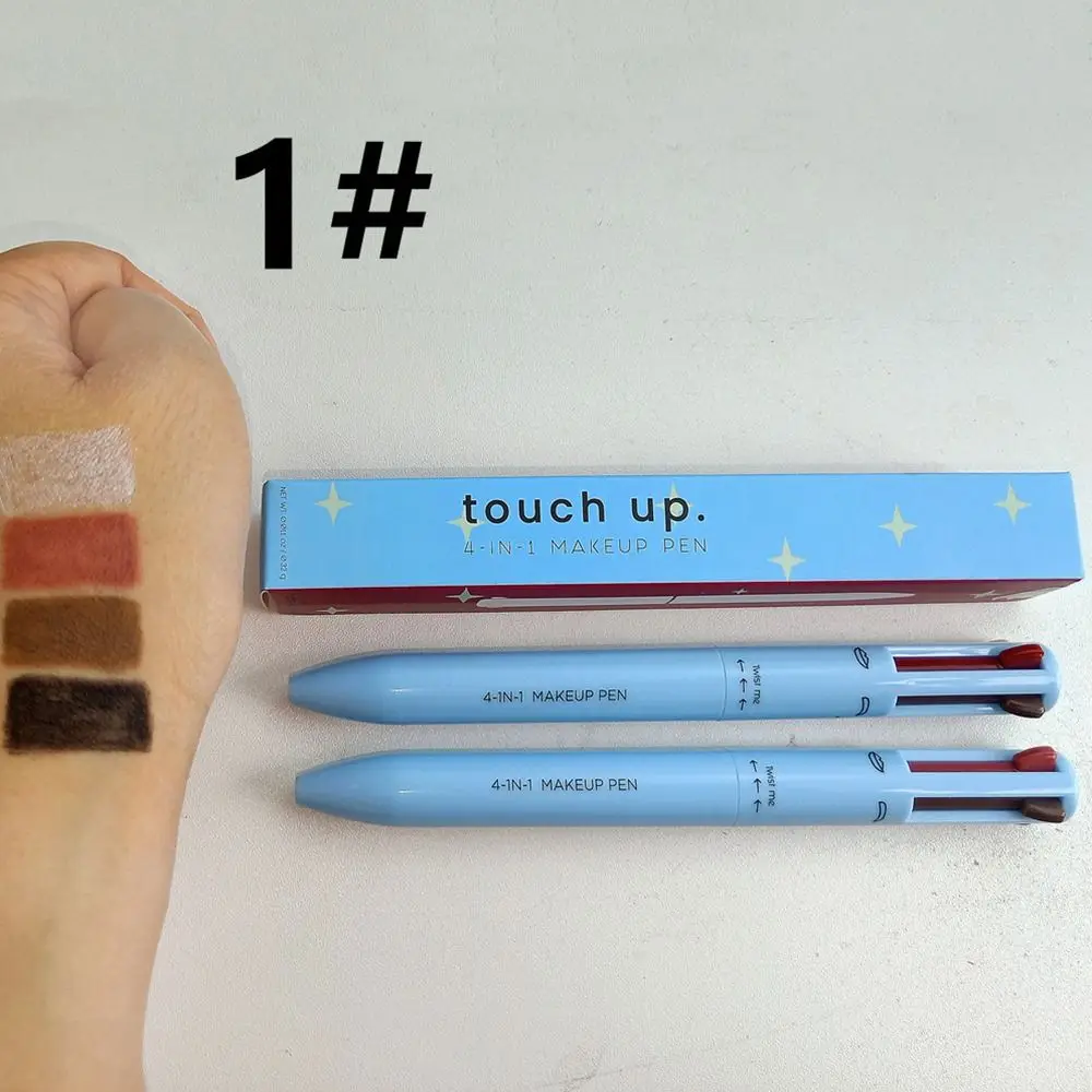 Lápiz de gusano de seda tumbado duradero, resaltador de brillo resistente al agua, delineador de labios para mujer, marcador de tatuaje, lápiz de cejas, lápiz de maquillaje 4 en 1