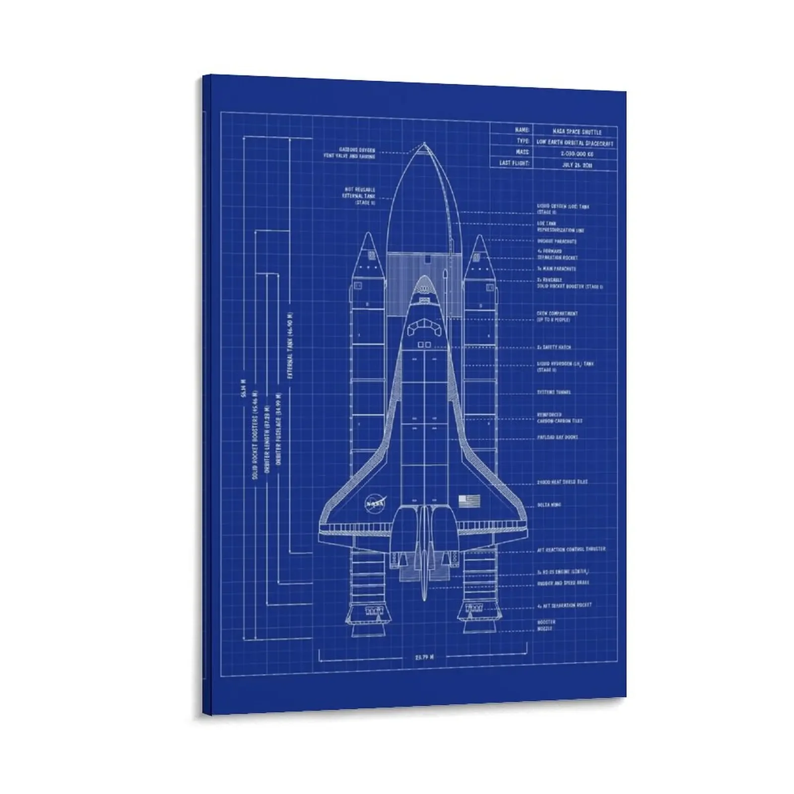 

NASA Space Shuttle Blueprint (Blueprint) Canvas Painting stickers & posters Decor for room