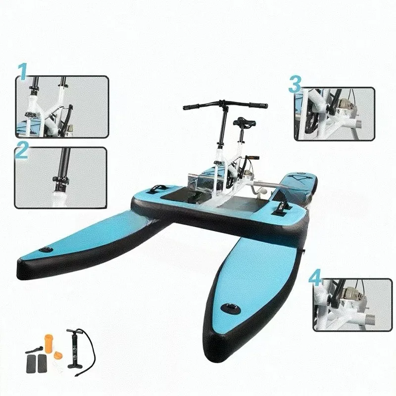 Single water bicycle Inflatable pontoon water cycling bicycle Leisure bicycle Wading supplies