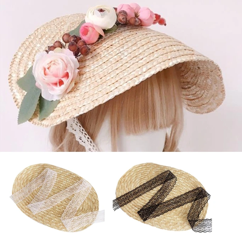 Summer Women Lolita's Hat Tea Party Hat Outdoor Sunscreen Flower Decor Sunshade Flat Hat Summer Beach Vacation Hats