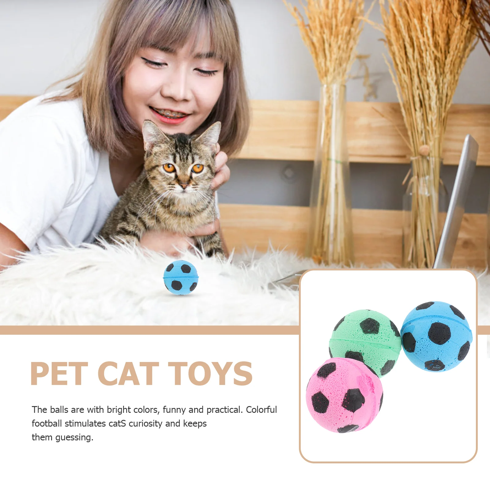 3 Pcs Cat Treat Ball Wicked Cats Chew Toys Stuffed for Football Pet Suppies Bite