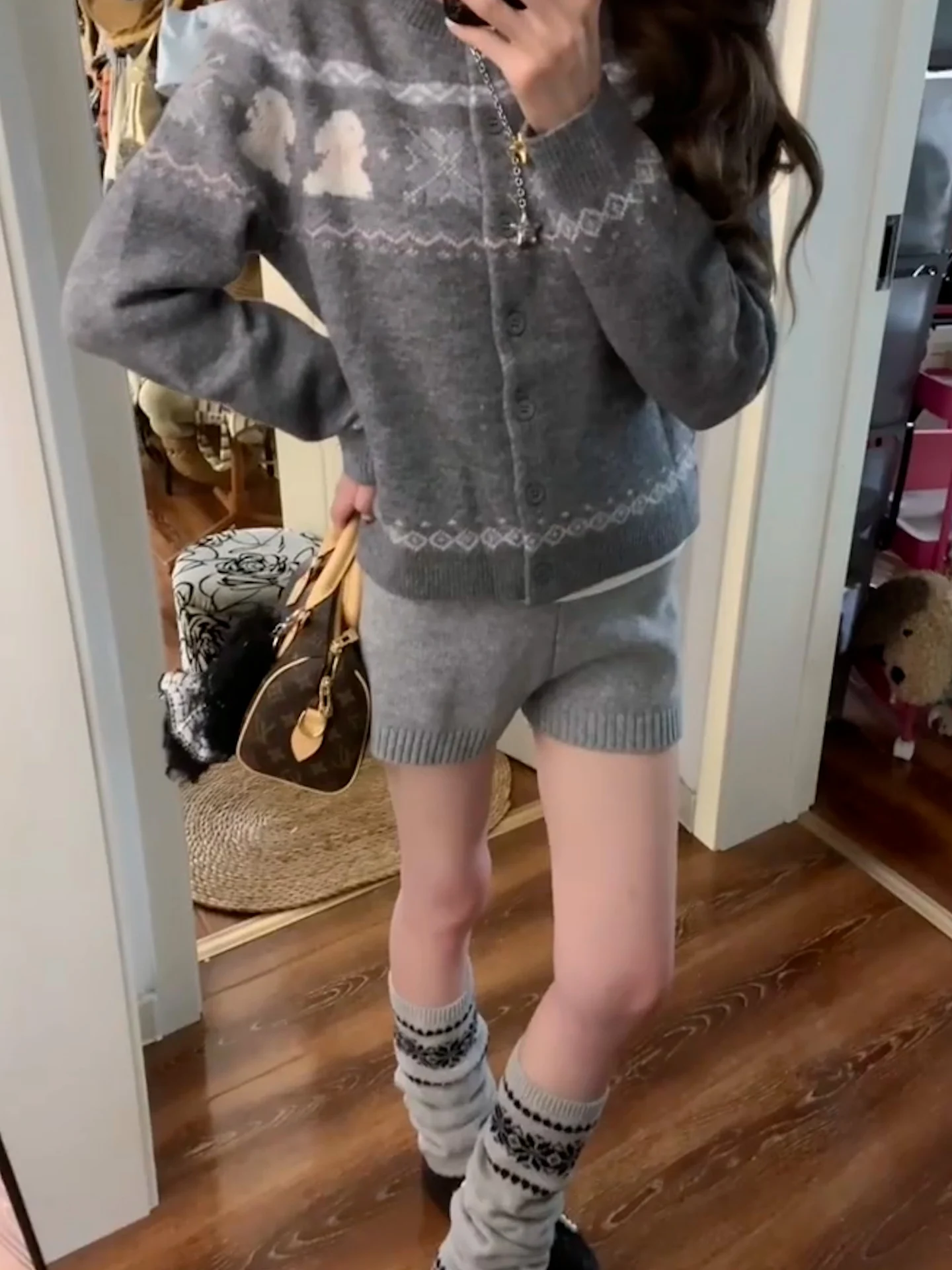 ハイウエストニットパンツ レディース カジュアルパンツ ストレートレッグ ヒップカバー 秋冬新作 韓国デザイン 快適