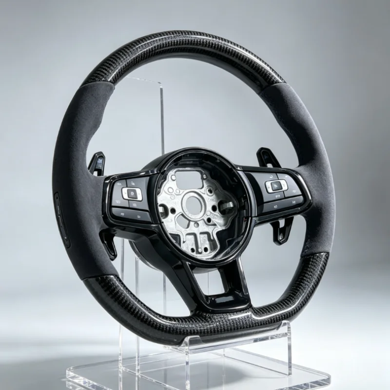 Carbon Fiber Steering Wheel For VW Volkswagen Golf 7 Rline GTI GTS GTD GTE Polo GTI Scirocco T-ROC Tiguan Breathable Leather