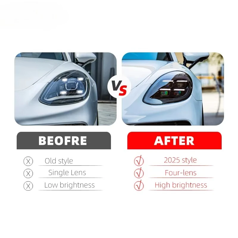 أضواء السيارة 2020 2022 2021 2017 2018 971 كشافات ترقية إلى 2024 976 Pdls نمط Led المصابيح الأمامية لبورشه باناميرا 971