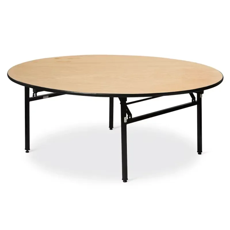 Round Folding Wooden Dining Table For Hotel Banquet Event Portable Space Saving Furniture Modern Design Home Use Portable