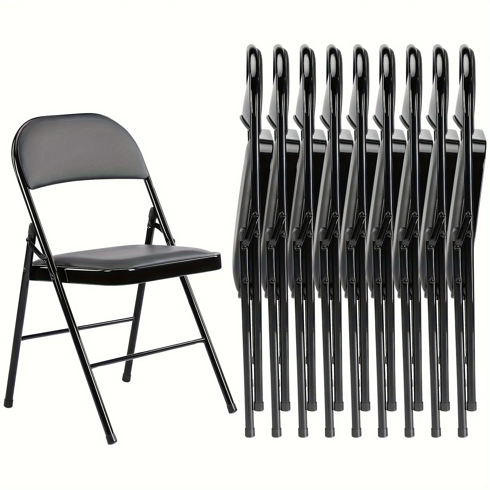 Close-up of leather upholstery on folding chair