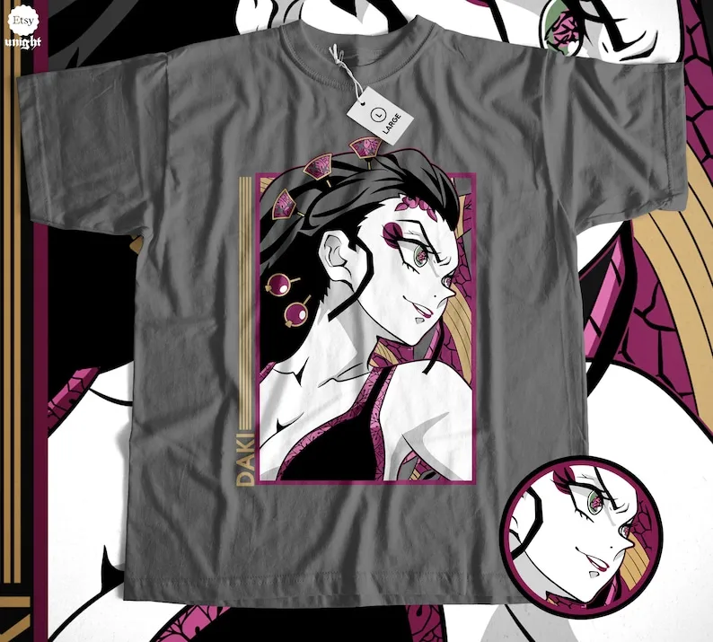 Unisex Demon Geisha Vengeance T-shirt - Anime Spirit Graphic, Edo Power Hoodie, Manga Fighter Apparel, Stylish Demon Streetwear