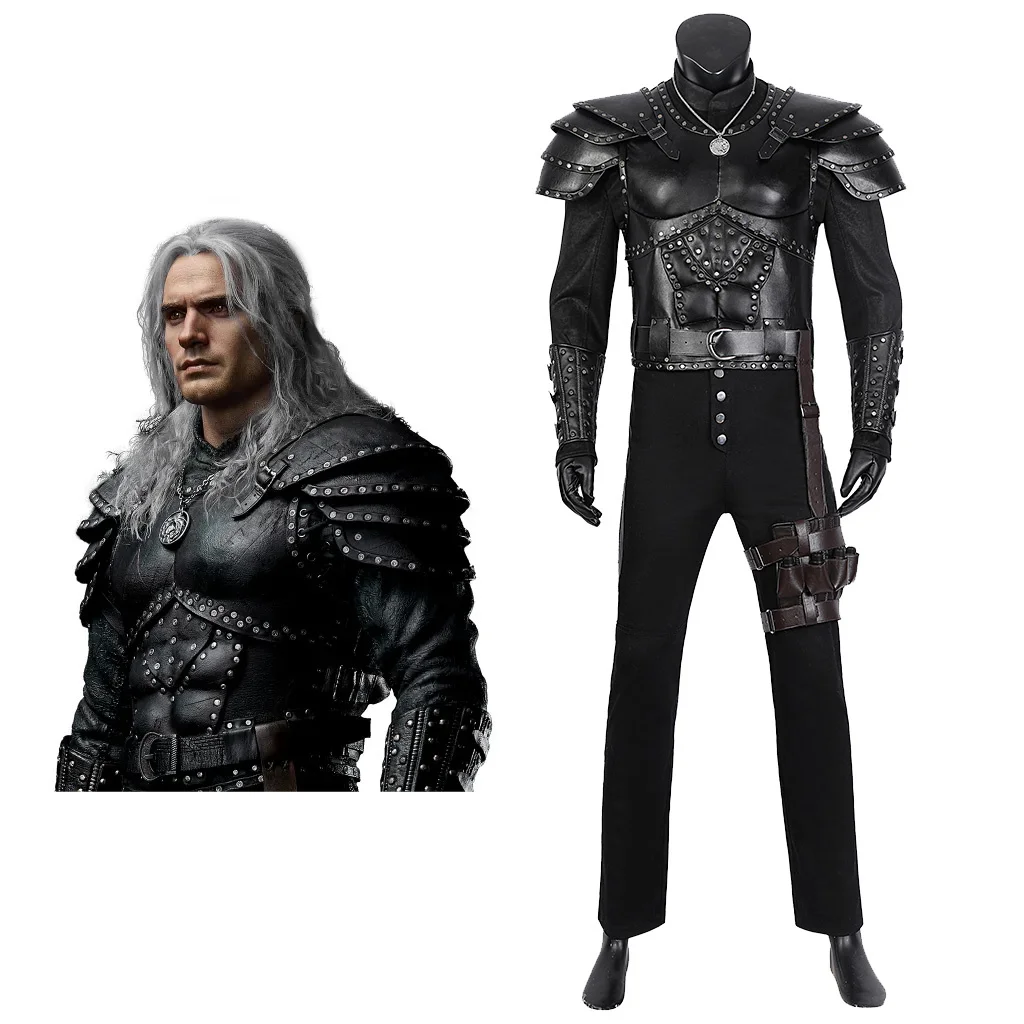 

Game Cosplay Geralt Of Rivia Costume Unifom Leather Man Uniform Coat Top Pants Outfit Halloween Carnival Costumes Suit For Adult