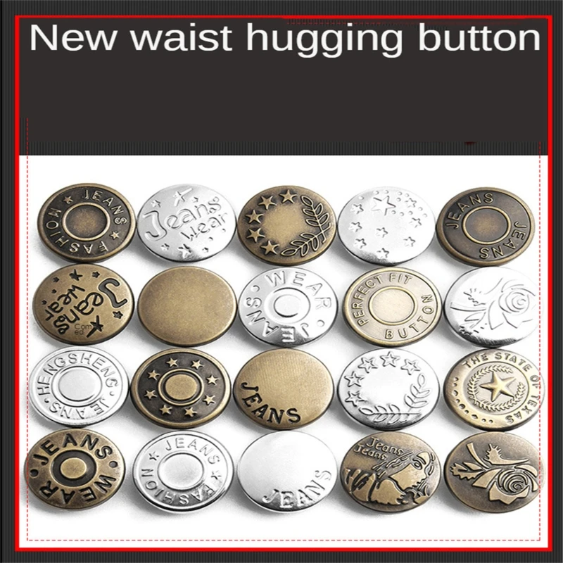 Adjustable Button Nailess Removable Metal Buttons Adjustable Jean Button Pins