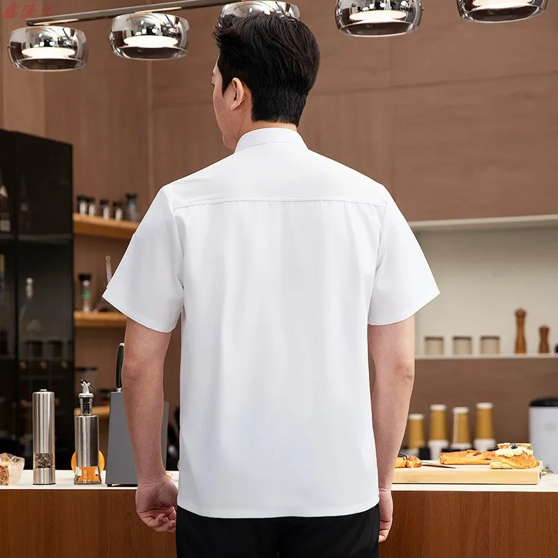 Sommer dünne atmungsaktive Mesh Kurzarm Kochjacke für Catering Hotel Restaurant Kantine Gebäck Bäcker Arbeitskleidung Küchenkleidung
