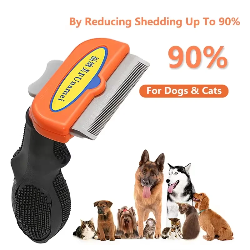 Deshedding Brush Removes Loose Hair and Tangles Pet Grooming Brush Cat Comb Shedding Rake Pet Hair Remover Brush for Dogs Cats