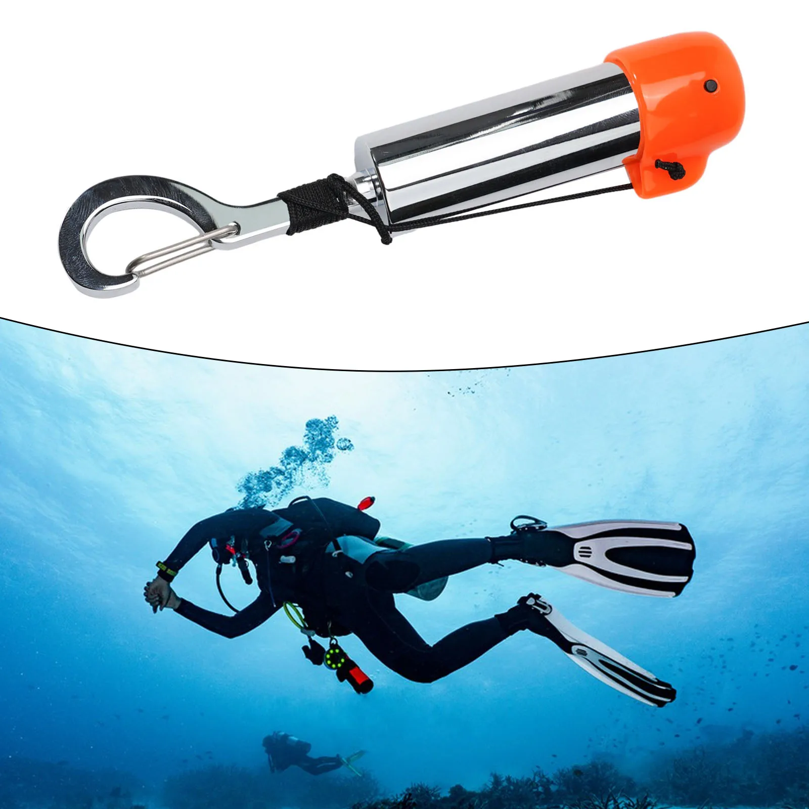 Sonajero de buceo de acero inoxidable, agitador de señal de buceo, fabricante de ruido, 123mm/152mm, 1 X