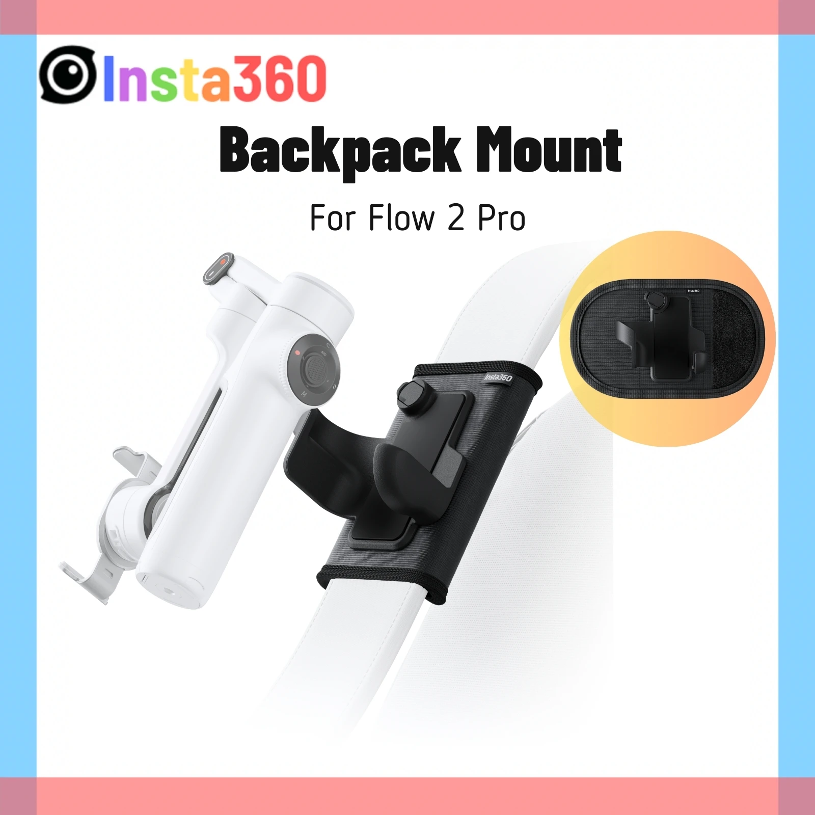 Insta360 Flow 2 Pro Backpack Mount Non-slip Strap Clip Clamp Outdoor Vlog For Insta 360 Flow2 Pro Gimbal Original Accessories