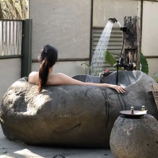 Luxury Stone Baths,Natural River Stone Bathtub Modern Hand Carved Outdoor Villa Unique Design Export Quality Oval Air Massage Cu