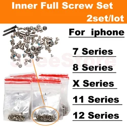 2set Full Screw Set For iPhone X XS XR 11 12 Pro Max Mini 7 8 Plus Mobile Accessories Inner Bottom Complete Screws Repair Parts