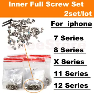 Bilashmart 2set Screw Set iPhone X XS XR 11 12 Pro Max Mini 7 8 Plus Mobile Accessories Inner Bottom Complete Screws Repair Parts