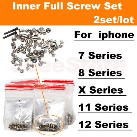 2set 전체 나사 세트 iPhone X XS XR 11 12 Pro Max Mini 7 8 Plus 모바일 액세서리 내부 하단 전체 나사 수리 부품