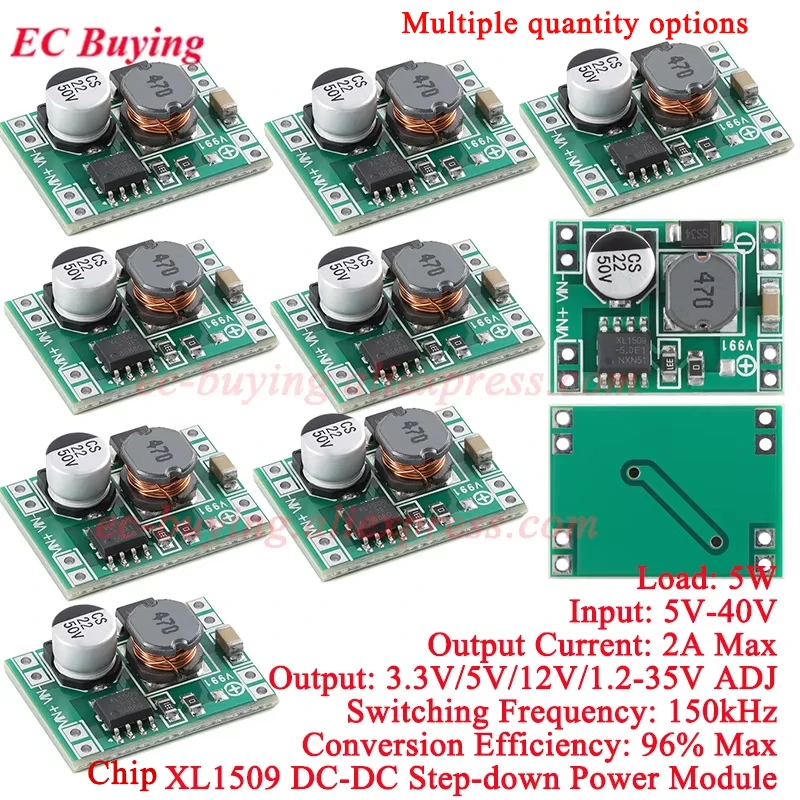 10Pcs/1pc XL1509 DC-DC Step Down Buck Power Module 2A Voltage Stabilization Board 5V-40V to 1.2-35V Switching Frequency 150KHz