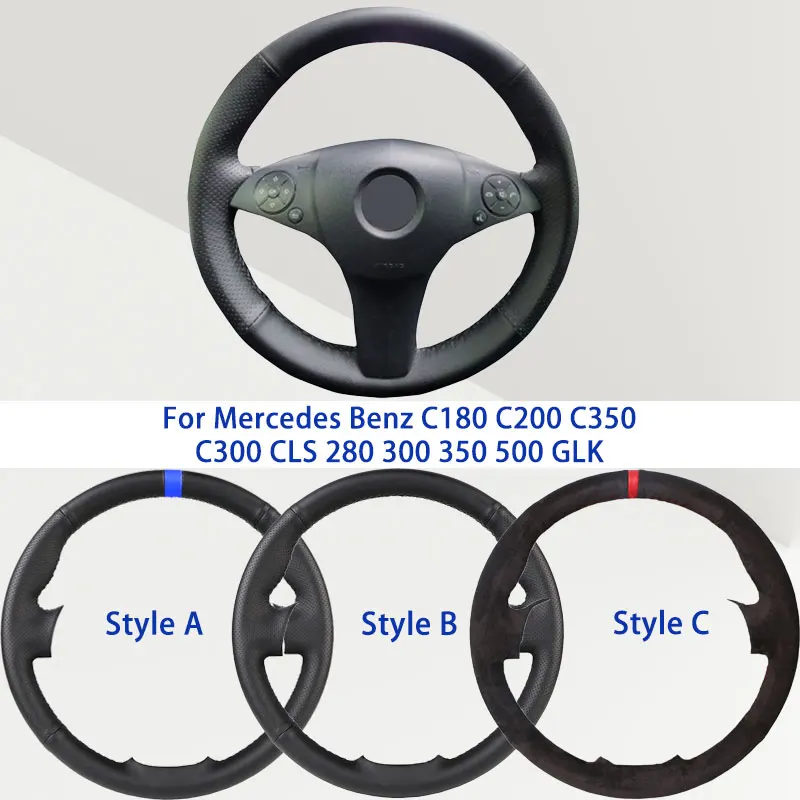 

OEM Black Microfiber Synthetic Leather Car Steering Wheel Cover For Mercedes Benz C180 C200 C350 C300 CLS 280 300 350 500 GLK